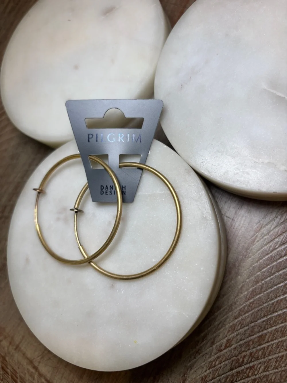 235 Pilgrim Gold-Tone Thin Hoop Earrings - Picture 2 of 7
